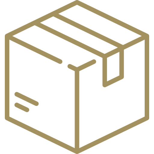 Gold outline of a cube on a white background
